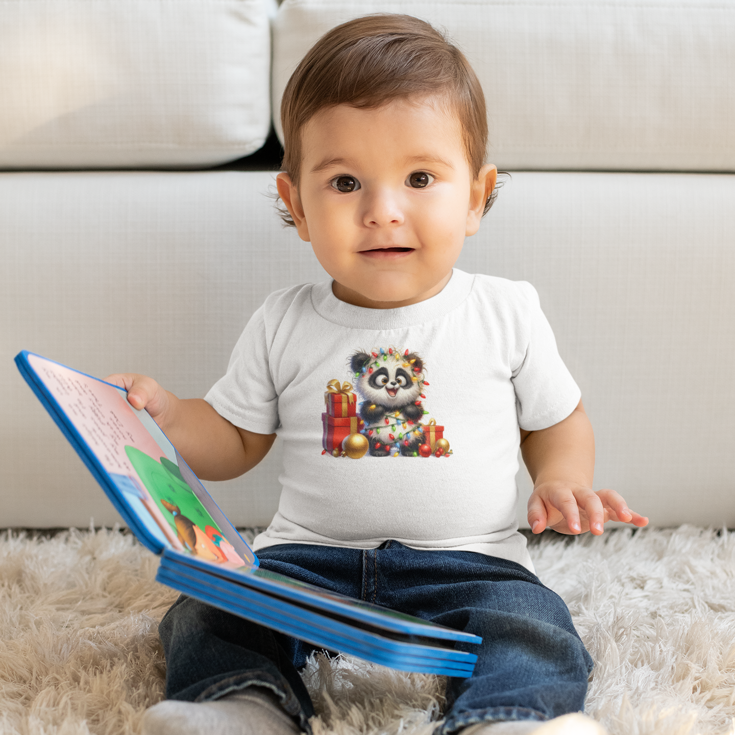 Baby Panda Christmas Lights Infant T-Shirt – Cute Holiday Outfit