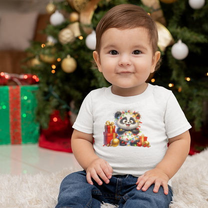 Baby Panda Christmas Lights Infant T-Shirt – Cute Holiday Outfit
