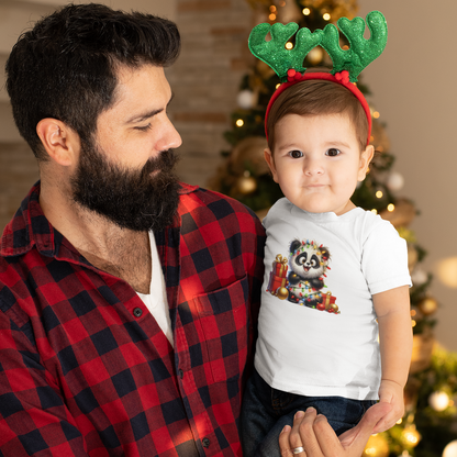 Baby Panda Christmas Lights Infant T-Shirt – Cute Holiday Outfit