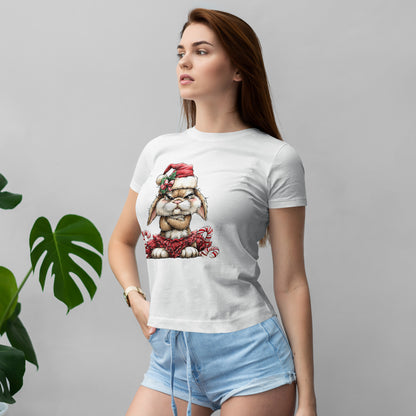 Grumpy Christmas Bunny T-Shirt - Santa Hat Rabbit in Red Tutu Tee