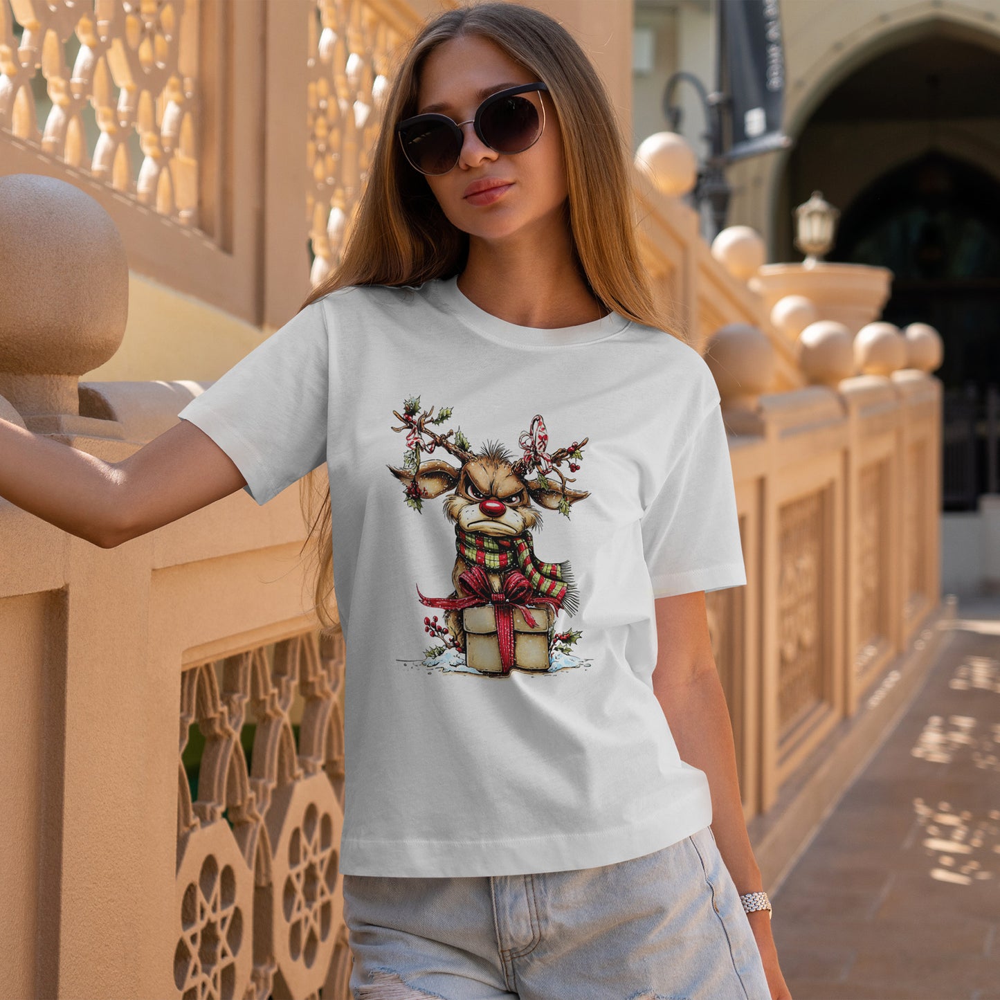 Grumpy Reindeer Gift Box Christmas T-Shirt