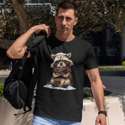 Grumpy Winter Raccoon Shirt - Funny Cozy Scarf Trash Panda Tee