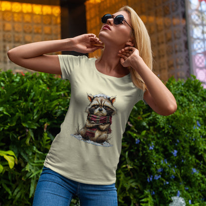 Grumpy Winter Raccoon Shirt - Funny Cozy Scarf Trash Panda Tee