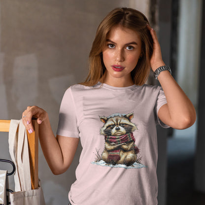 Grumpy Winter Raccoon Shirt - Funny Cozy Scarf Trash Panda Tee
