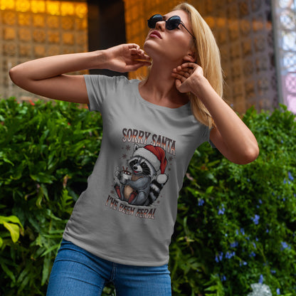 Sorry Santa I've Been Feral Shirt - Funny Raccoon Christmas Tee