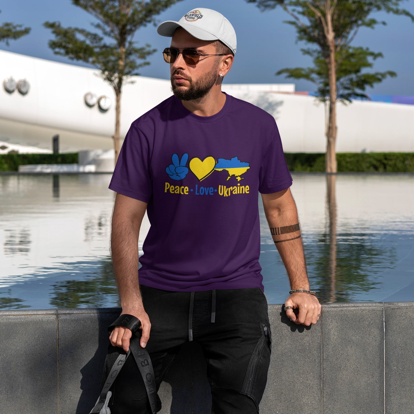 Peace Love Ukraine Shirt - Blue & Yellow Heart Map Tee