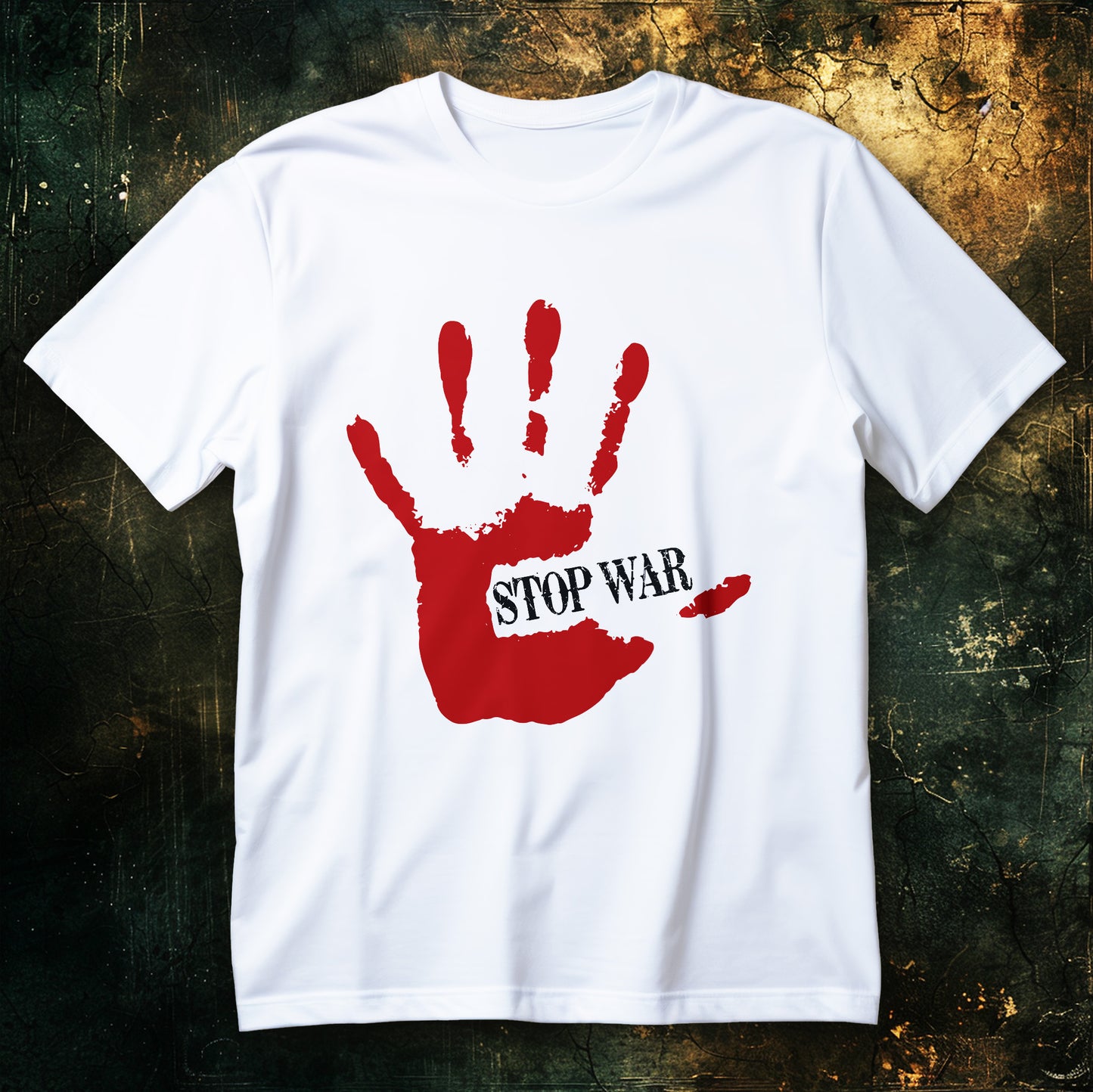 Stop War red handprint peace protest shirt