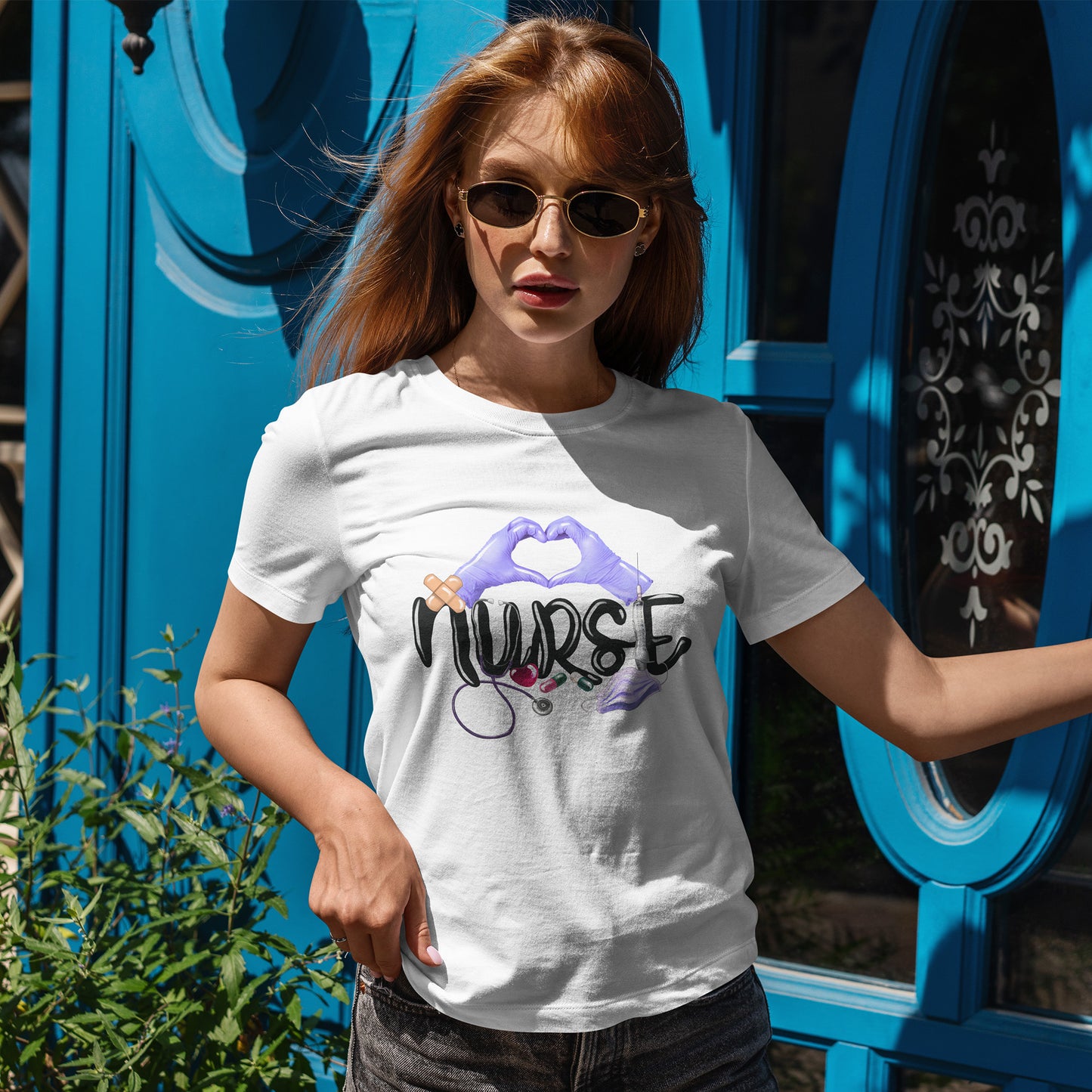 Nurse Heart Hands Shirt - Purple Gloves Love Nurse Tee