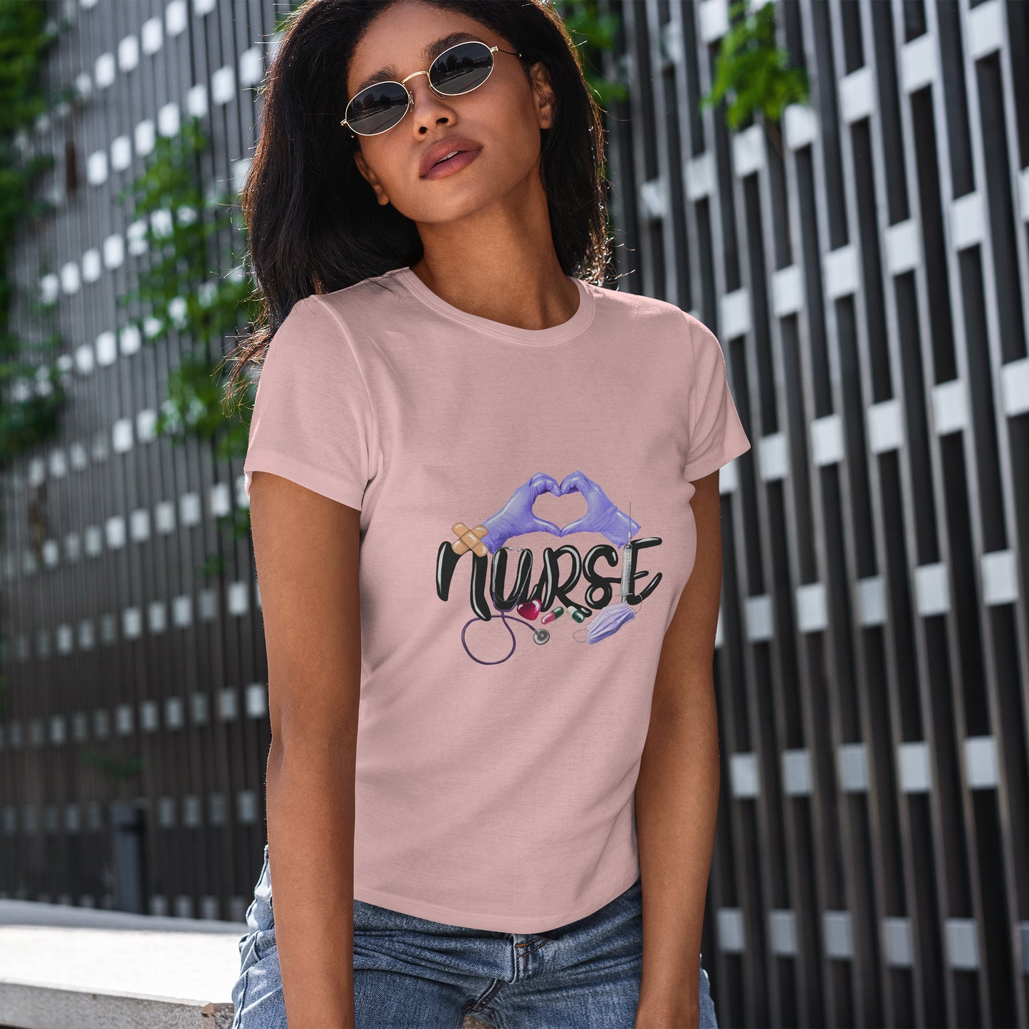 Nurse Heart Hands Shirt - Purple Gloves Love Nurse Tee