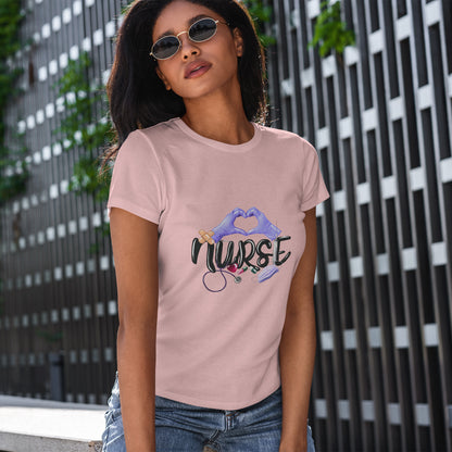 Nurse Heart Hands Shirt - Purple Gloves Love Nurse Tee