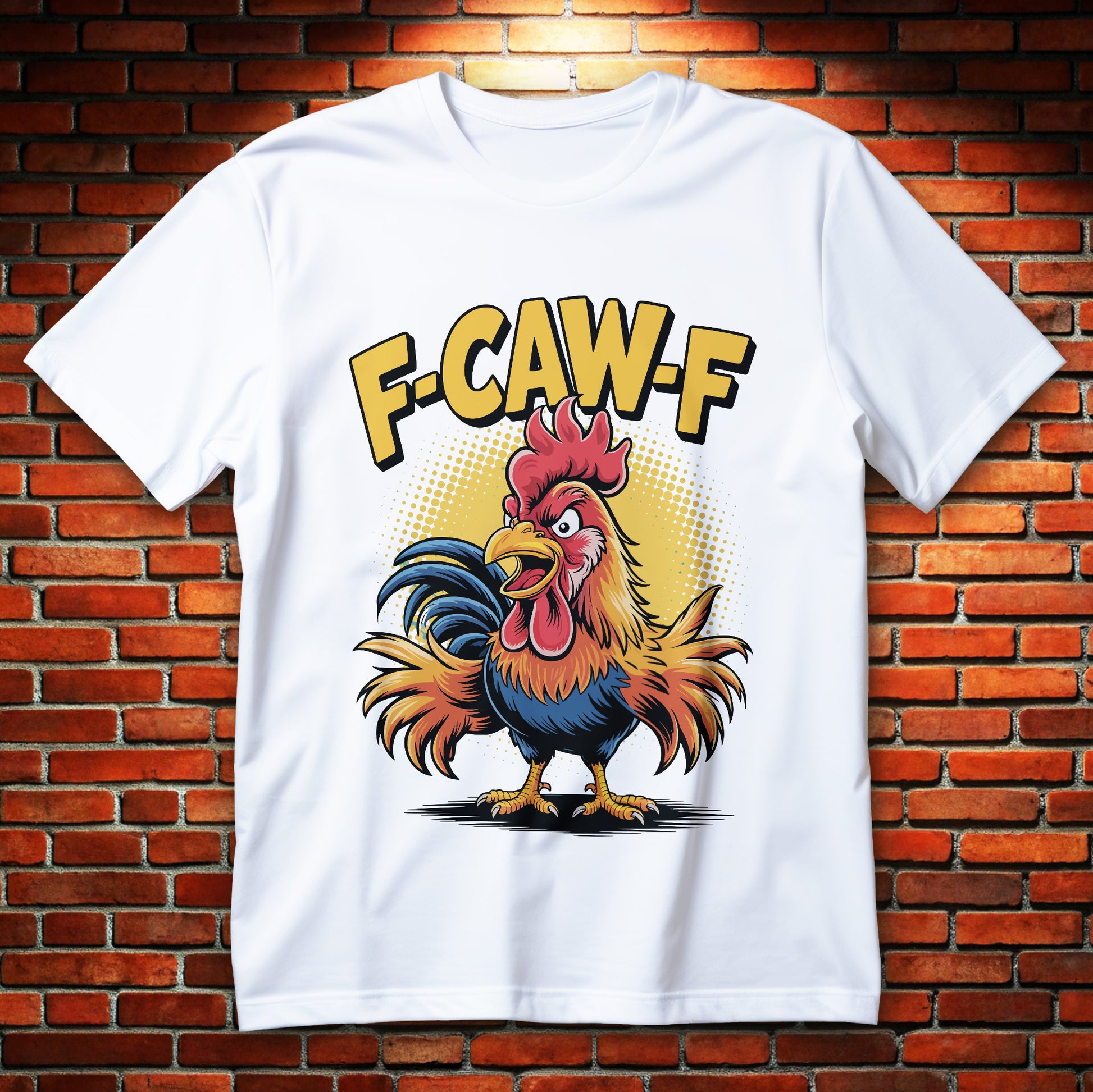 Rooster F-CAW-F funny chicken farm pun shirt