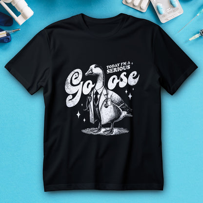 Serious Goose doctor shirt with vintage goose in lab coat and stethoscope