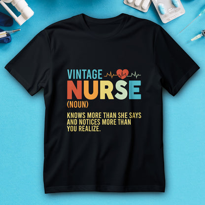 Vintage nurse definition shirt with EKG heart line graphic