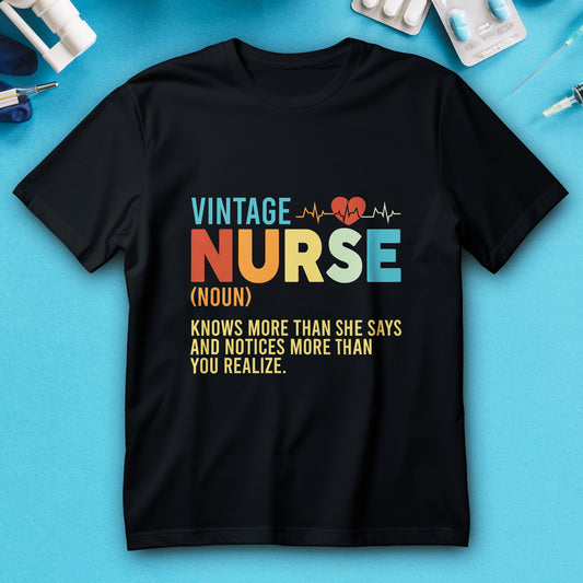 Vintage nurse definition shirt with EKG heart line graphic