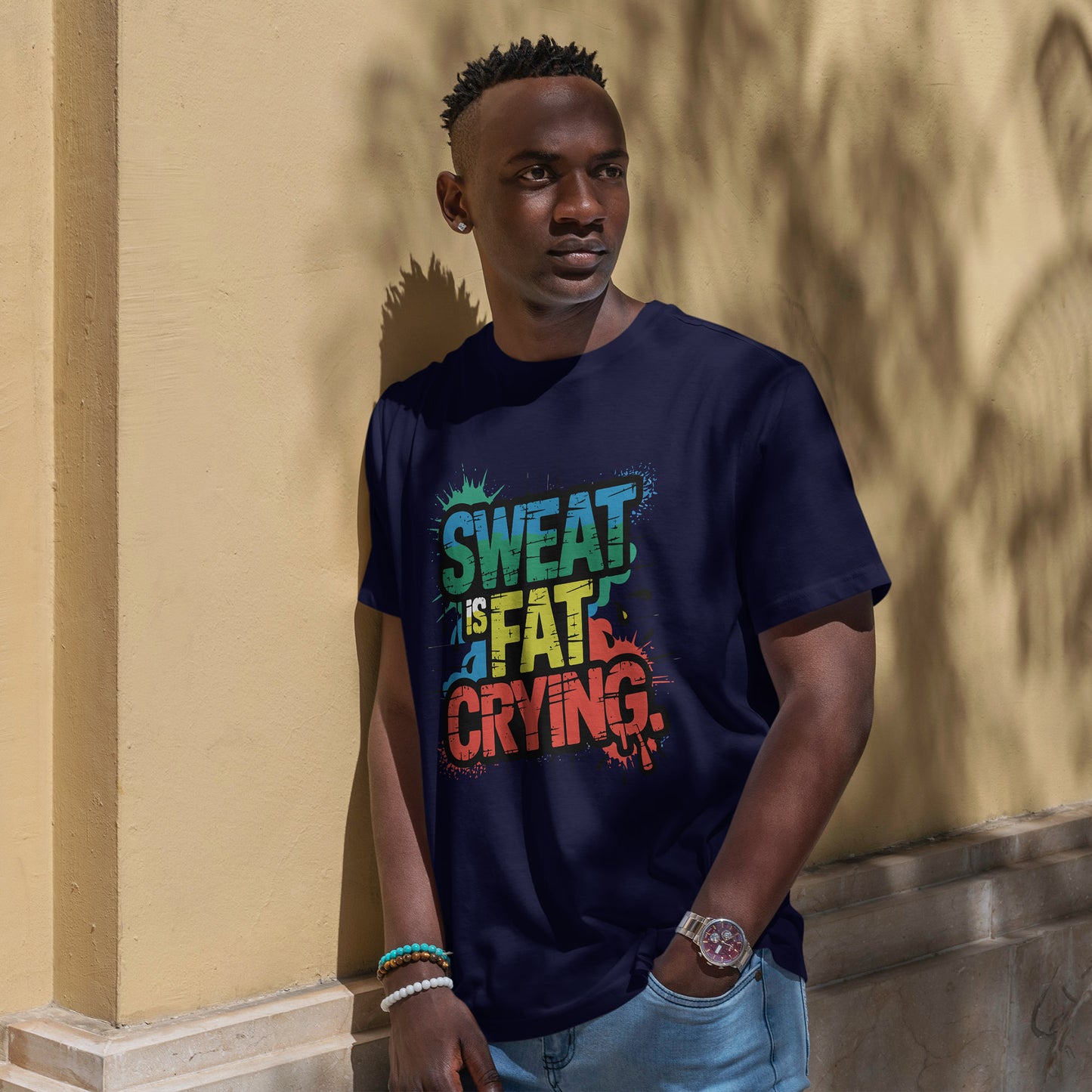 Sweat Is Fat Crying Shirt - Funny Gym Motivation Tee