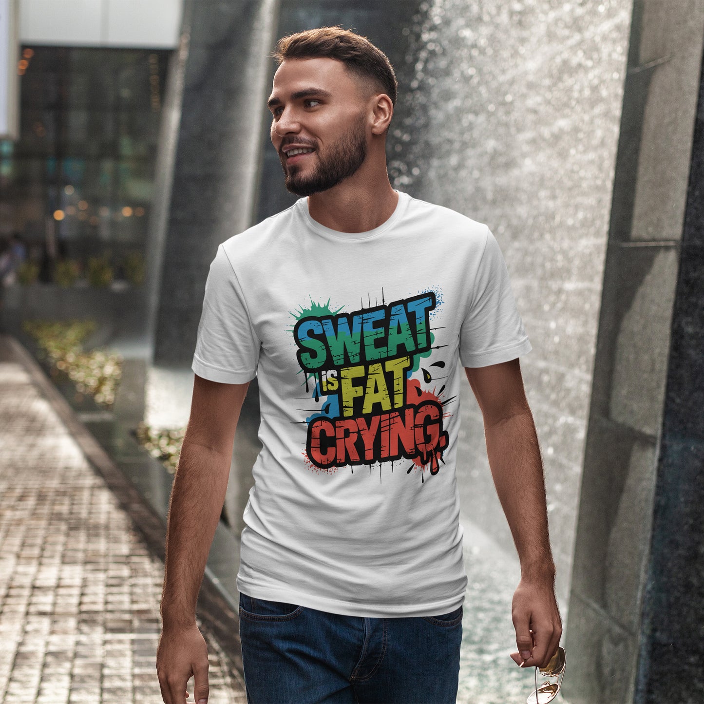 Sweat Is Fat Crying Shirt - Funny Gym Motivation Tee