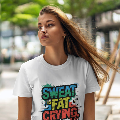 Sweat Is Fat Crying Shirt - Funny Gym Motivation Tee