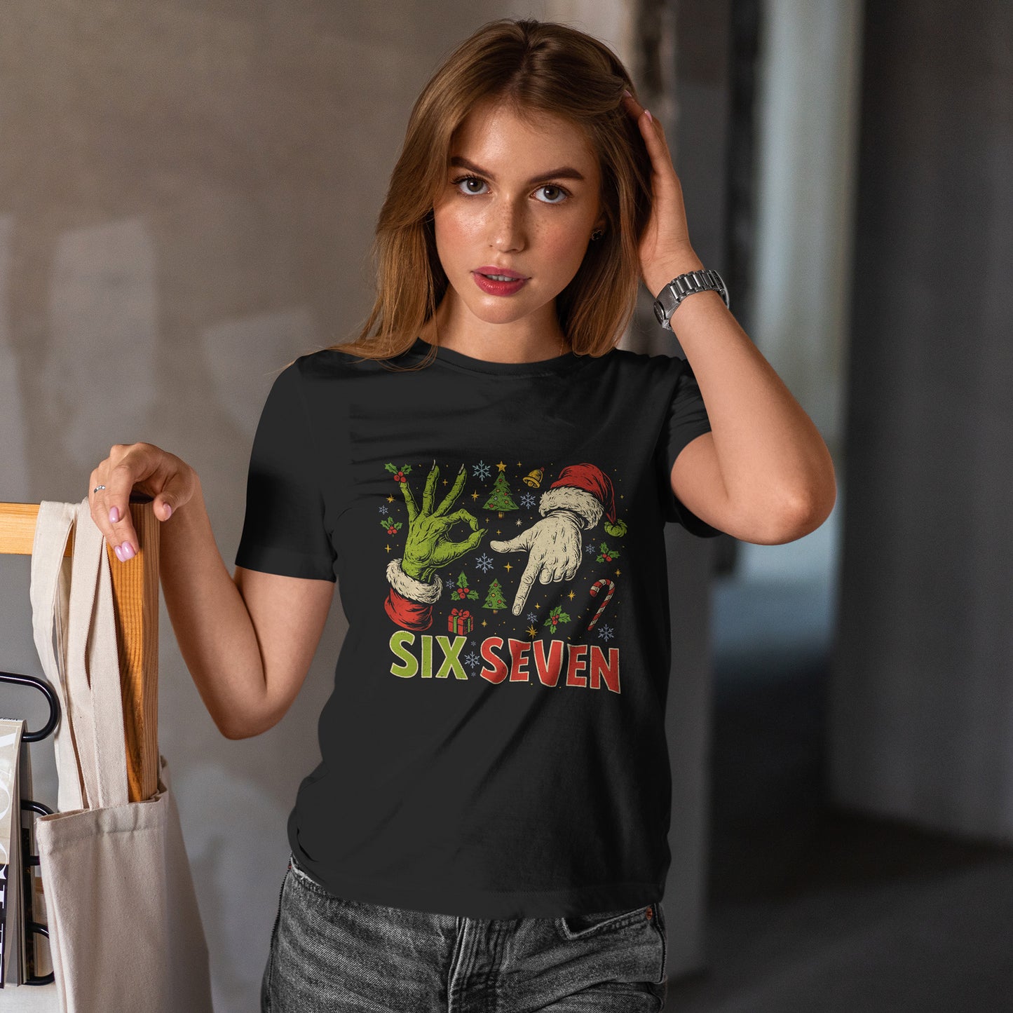 67 Weihnachts-Meme-Shirt – T-Shirt mit frechem Weihnachts-Handzeichen