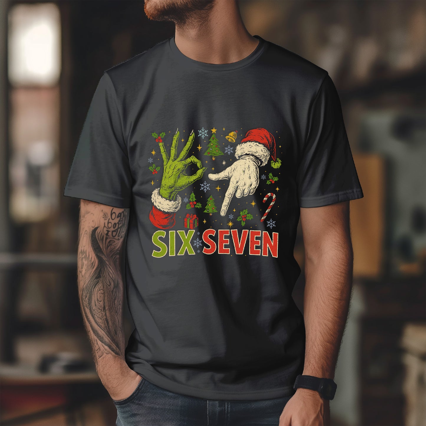 67 Weihnachts-Meme-Shirt – T-Shirt mit frechem Weihnachts-Handzeichen