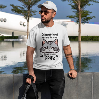 Faules Katzen-Produktivitäts-Shirt – Lustiges Grumpy-Cat-T-Shirt für Homeoffice-Tage