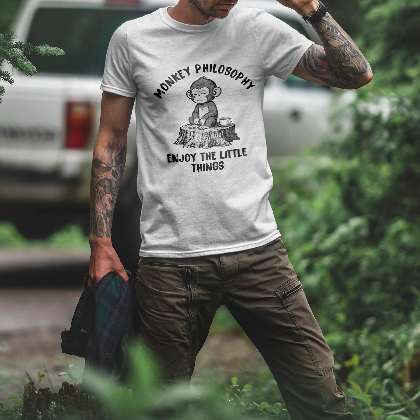 Monkey Philosophy Shirt – Peaceful Coffee Monkey Mindfulness Tee