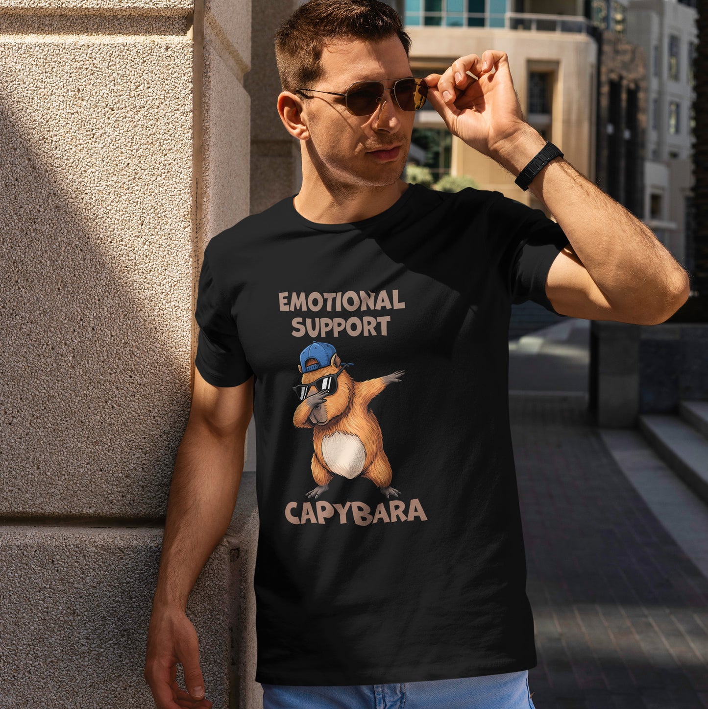 Emotional Support Capybara Shirt – Funny Dabbing Meme Animal Tee