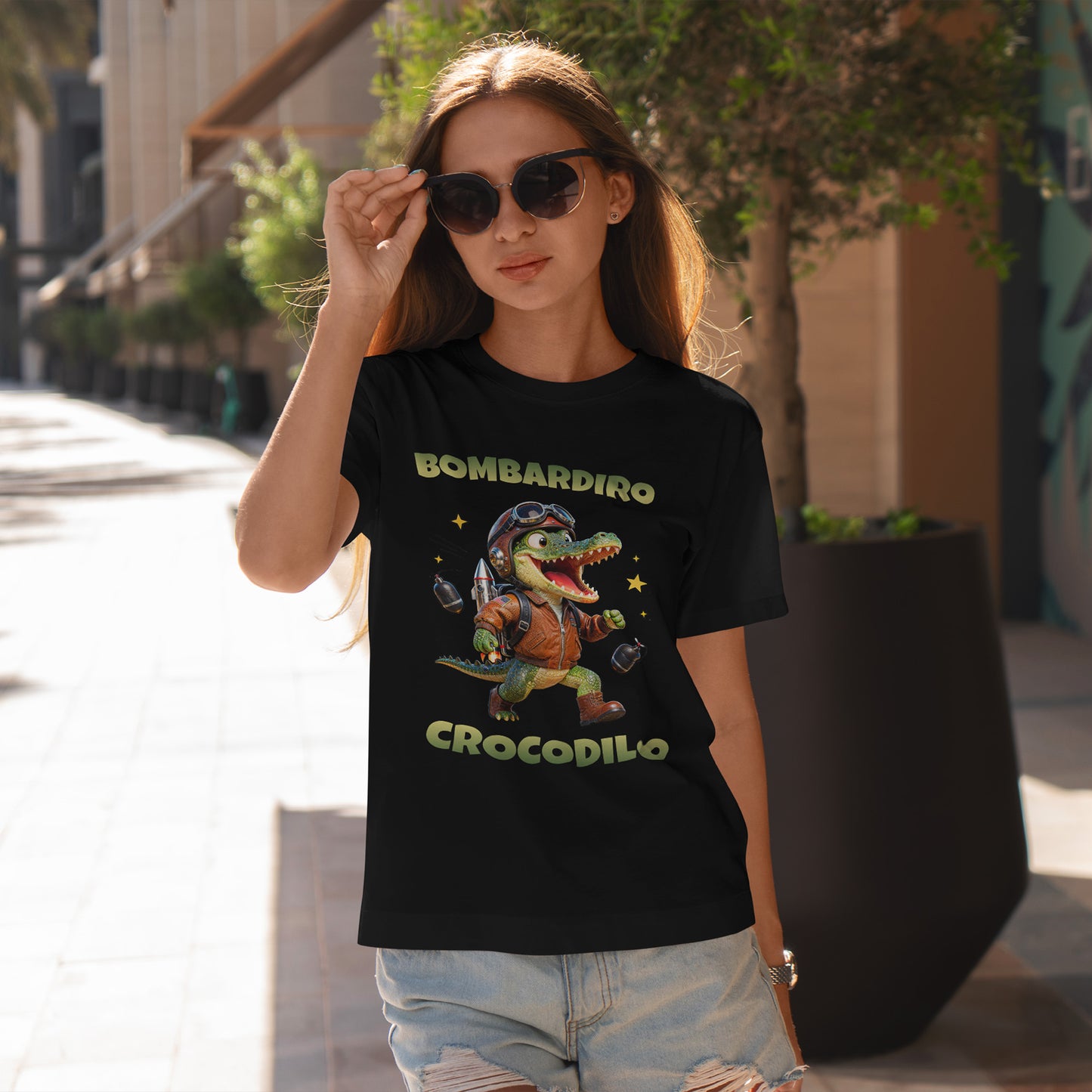 Bombardiro Crocodilo Shirt – Funny Jetpack Crocodile Cartoon Tee