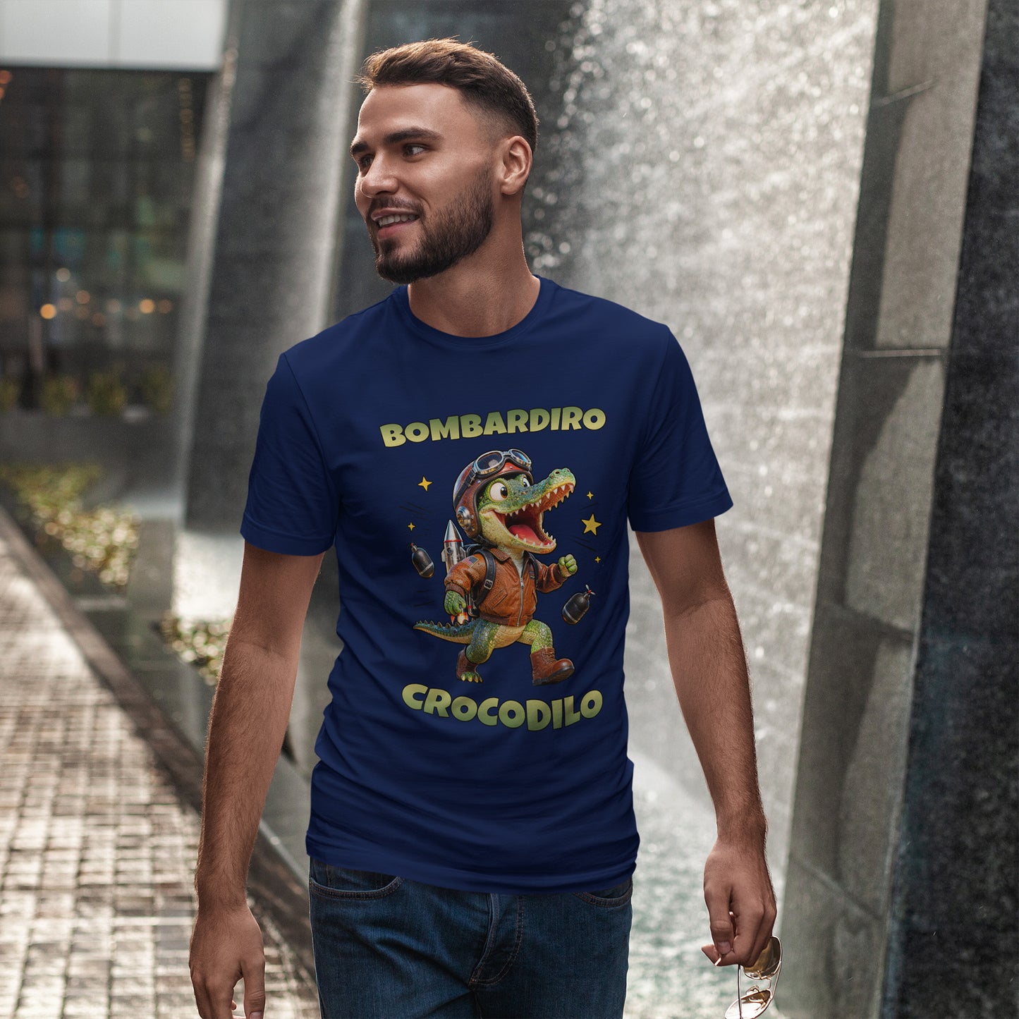 Bombardiro Crocodilo Shirt – Funny Jetpack Crocodile Cartoon Tee