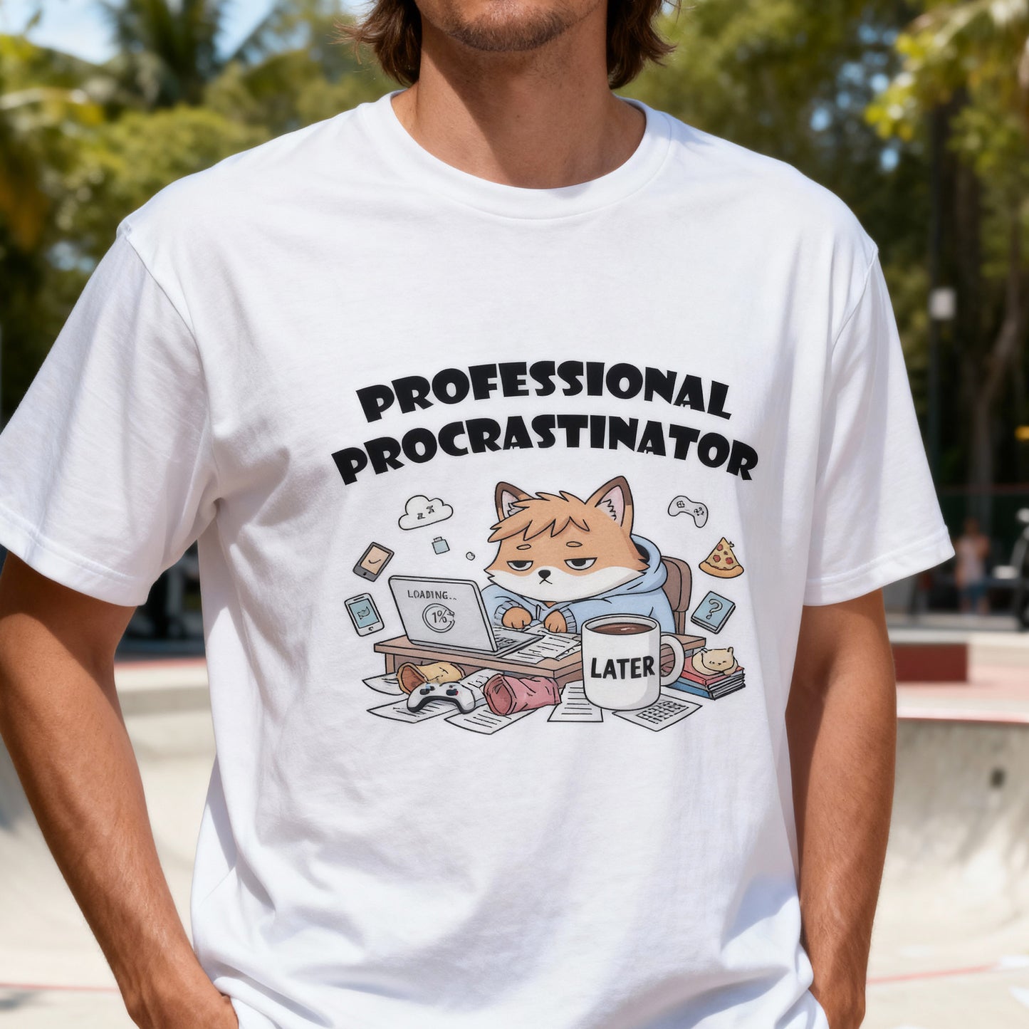 T-Shirt für professionelle Aufschieber – Lustiges Kawaii-Katzen-Pastell-T-Shirt