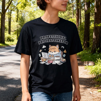 T-Shirt für professionelle Aufschieber – Lustiges Kawaii-Katzen-Pastell-T-Shirt