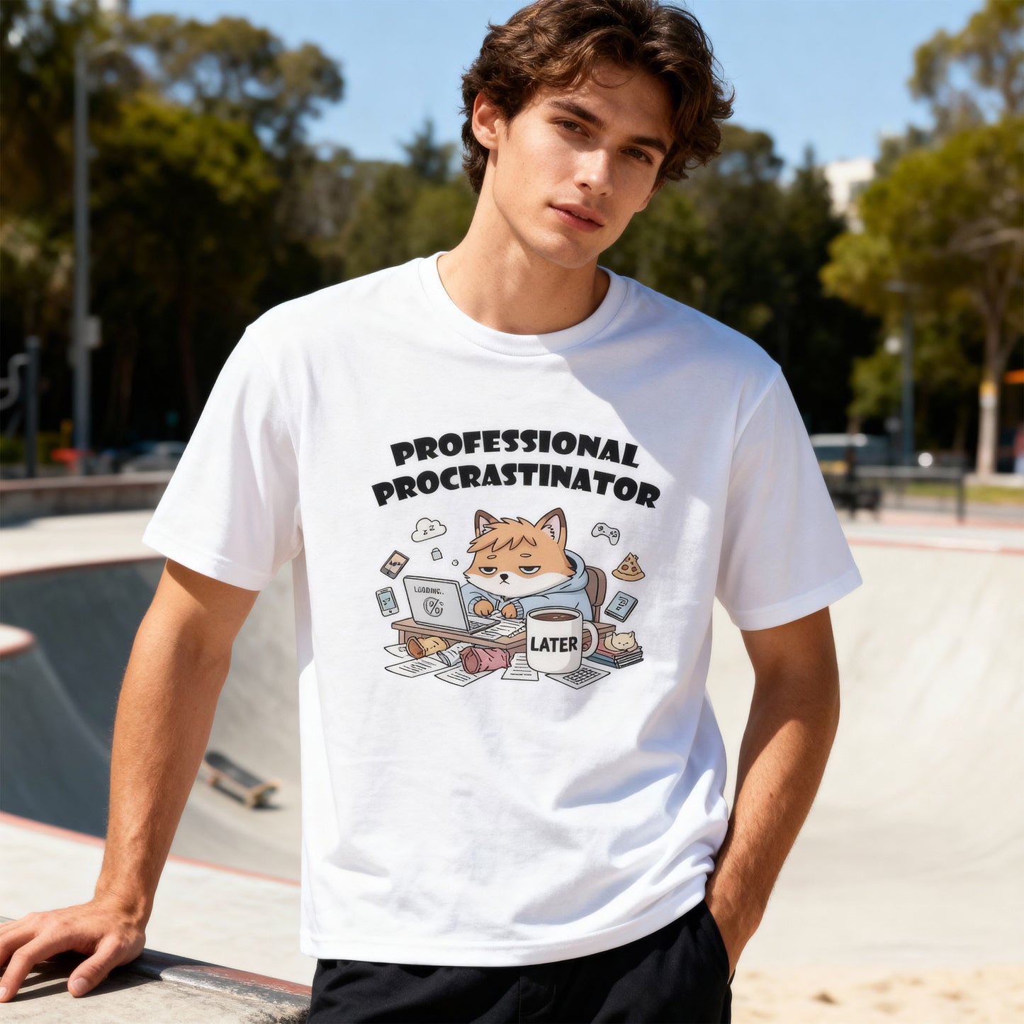 T-Shirt für professionelle Aufschieber – Lustiges Kawaii-Katzen-Pastell-T-Shirt