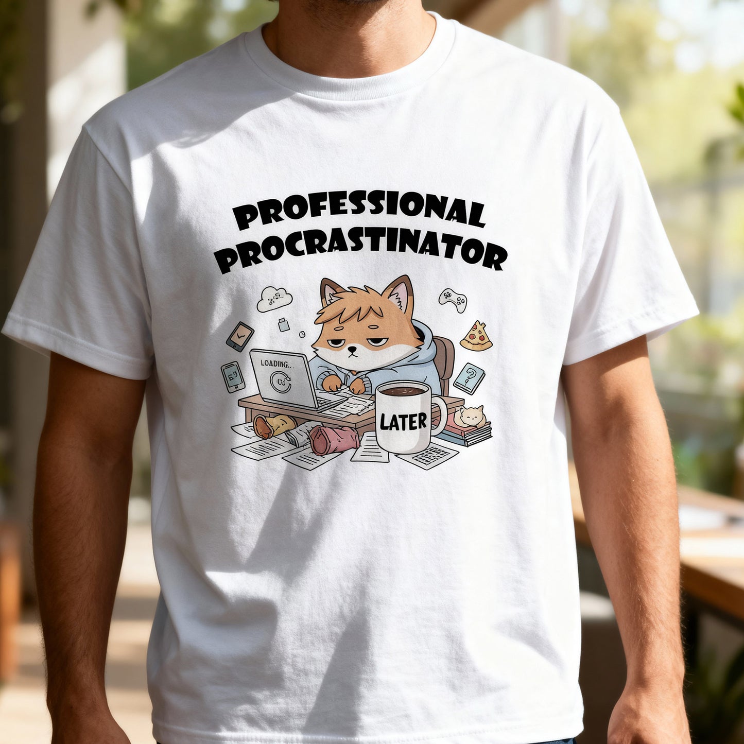 T-Shirt für professionelle Aufschieber – Lustiges Kawaii-Katzen-Pastell-T-Shirt