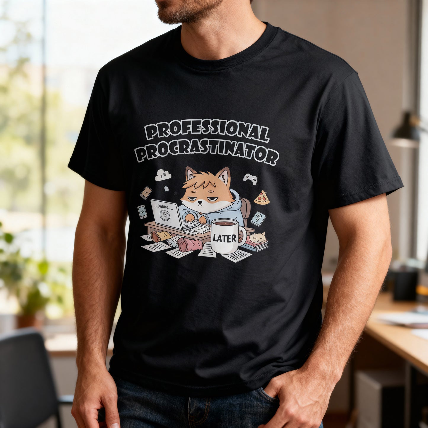 T-Shirt für professionelle Aufschieber – Lustiges Kawaii-Katzen-Pastell-T-Shirt