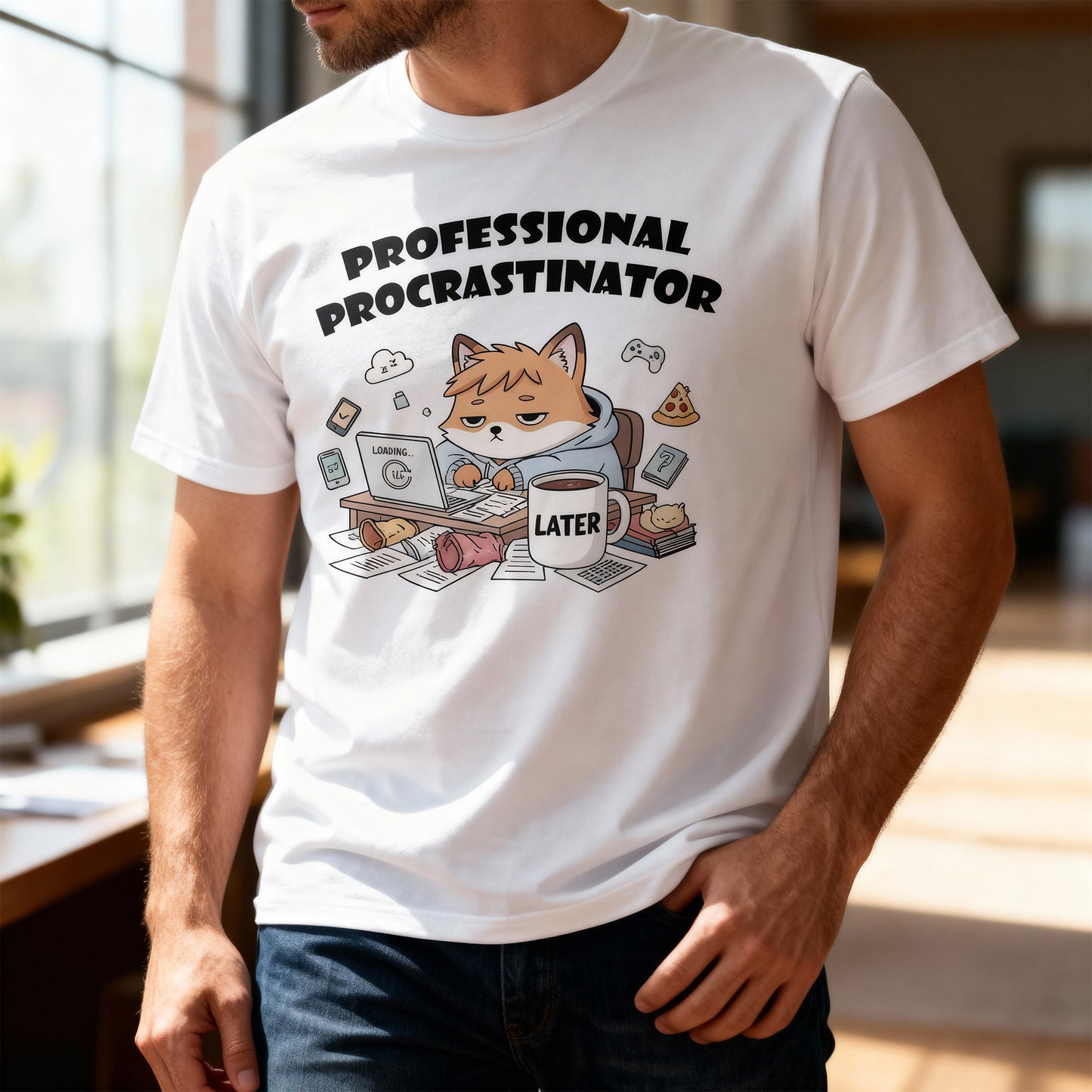T-Shirt für professionelle Aufschieber – Lustiges Kawaii-Katzen-Pastell-T-Shirt
