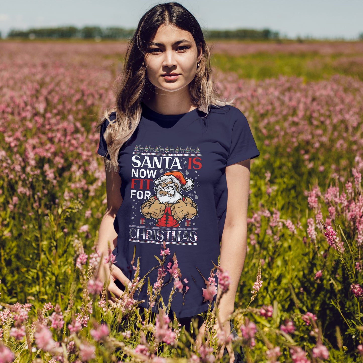 Santa Is Now Fit for Christmas Shirt – Funny Muscle Santa Gym Holiday Tee