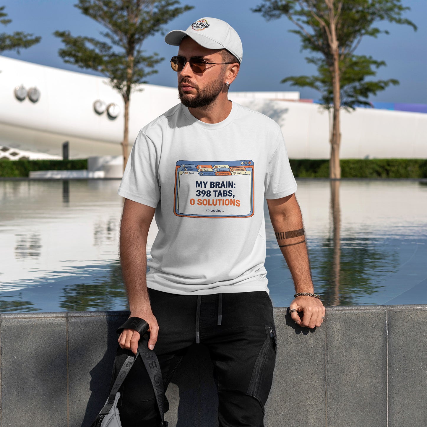 Mein Gehirn – 398 Tabs, 0 Lösungen – T-Shirt mit lustigem Grübel-Meme