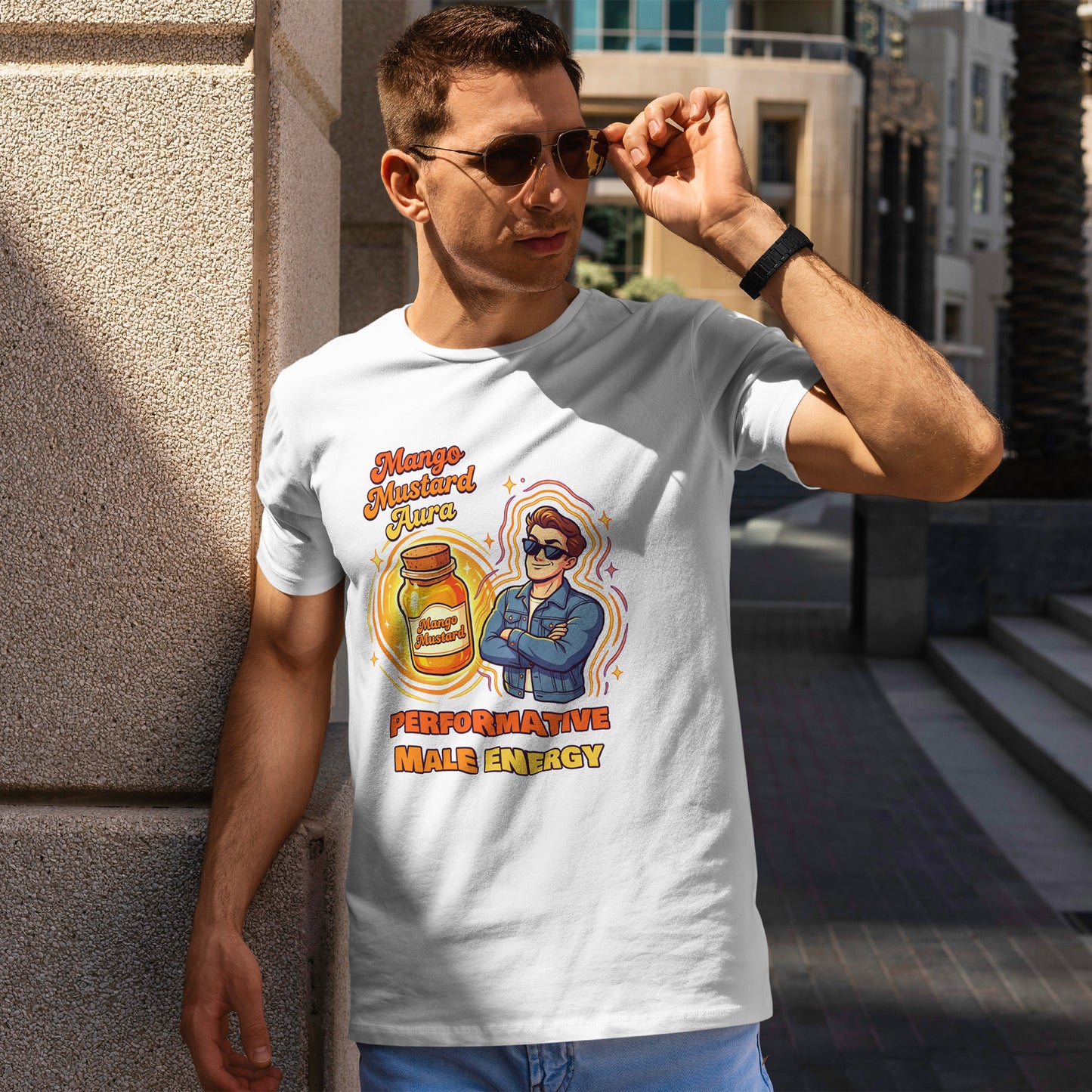 Mango Mustard Aura Shirt – Performative Male Energy Meme Tee
