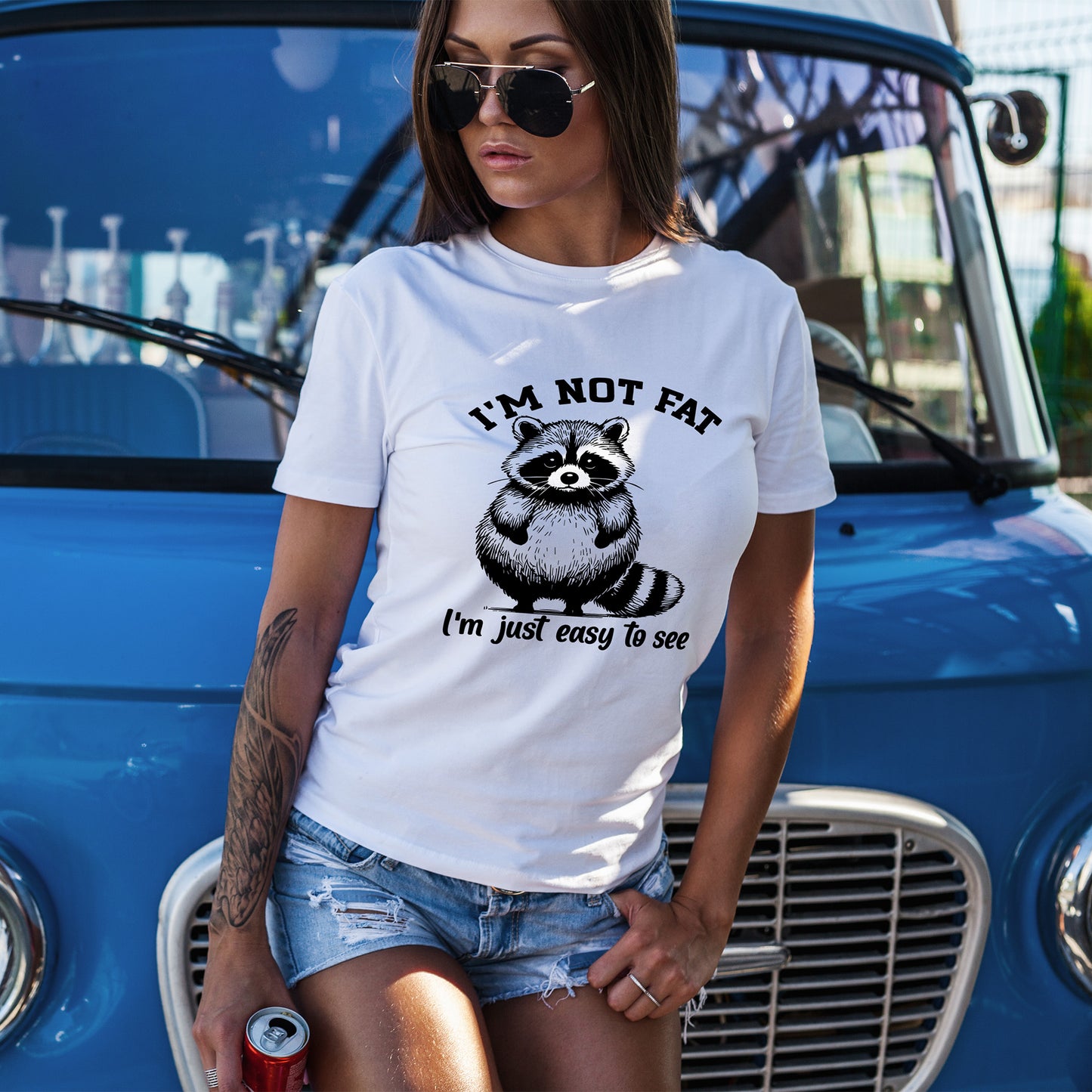 I’m Not Fat I’m Just Easy to See Shirt – Funny Raccoon Tee