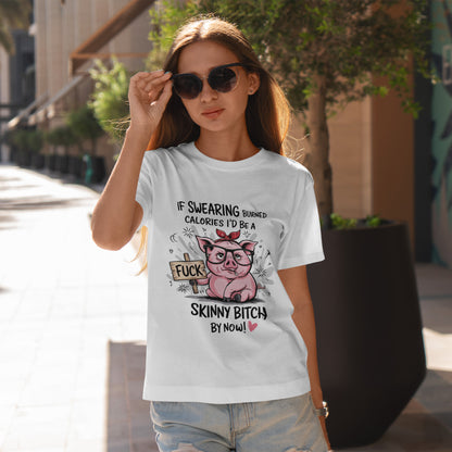 If Swearing Burned Calories Shirt – Funny Pig Graphic Tee