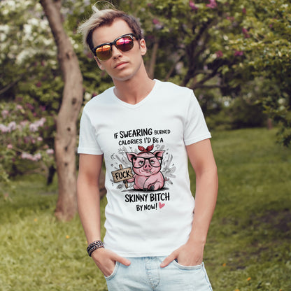If Swearing Burned Calories Shirt – Funny Pig Graphic Tee