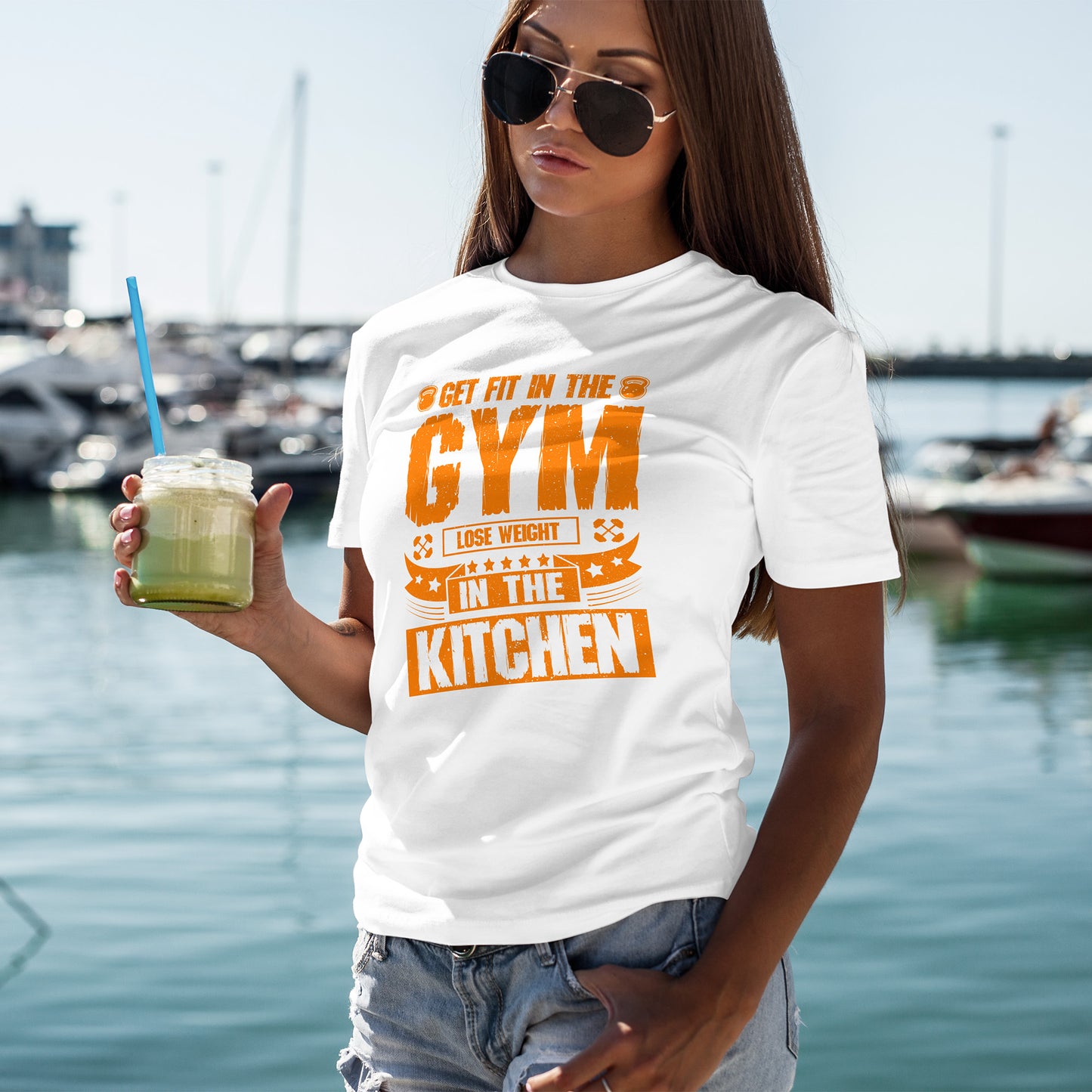 Get Fit in the Gym Lose Weight in the Kitchen Shirt – Fitness Nutrition Tee