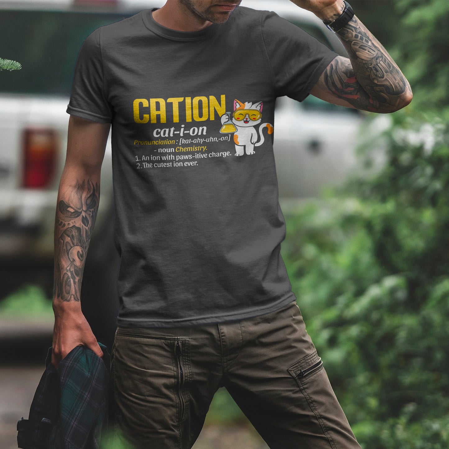 CATION cat-i-on Shirt - Funny Chemistry Cat Tee