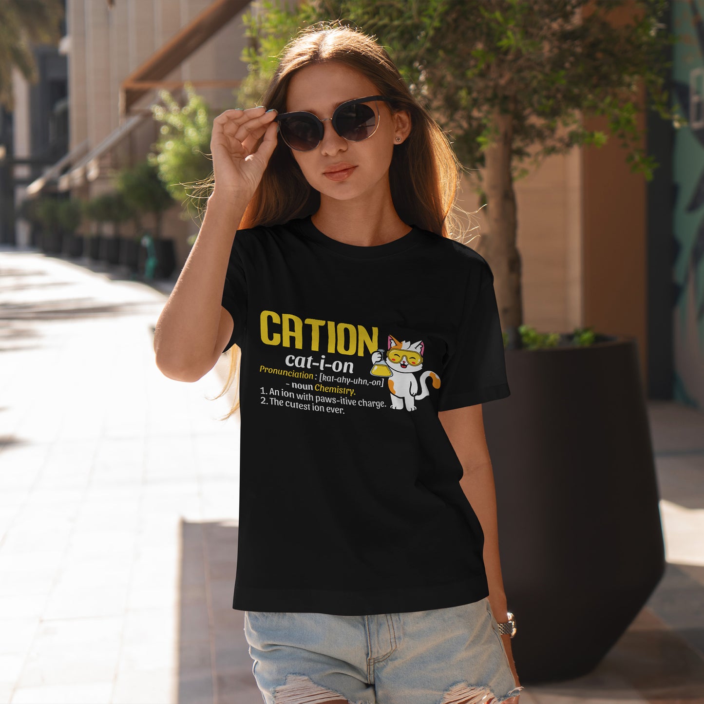CATION cat-i-on Shirt - Funny Chemistry Cat Tee