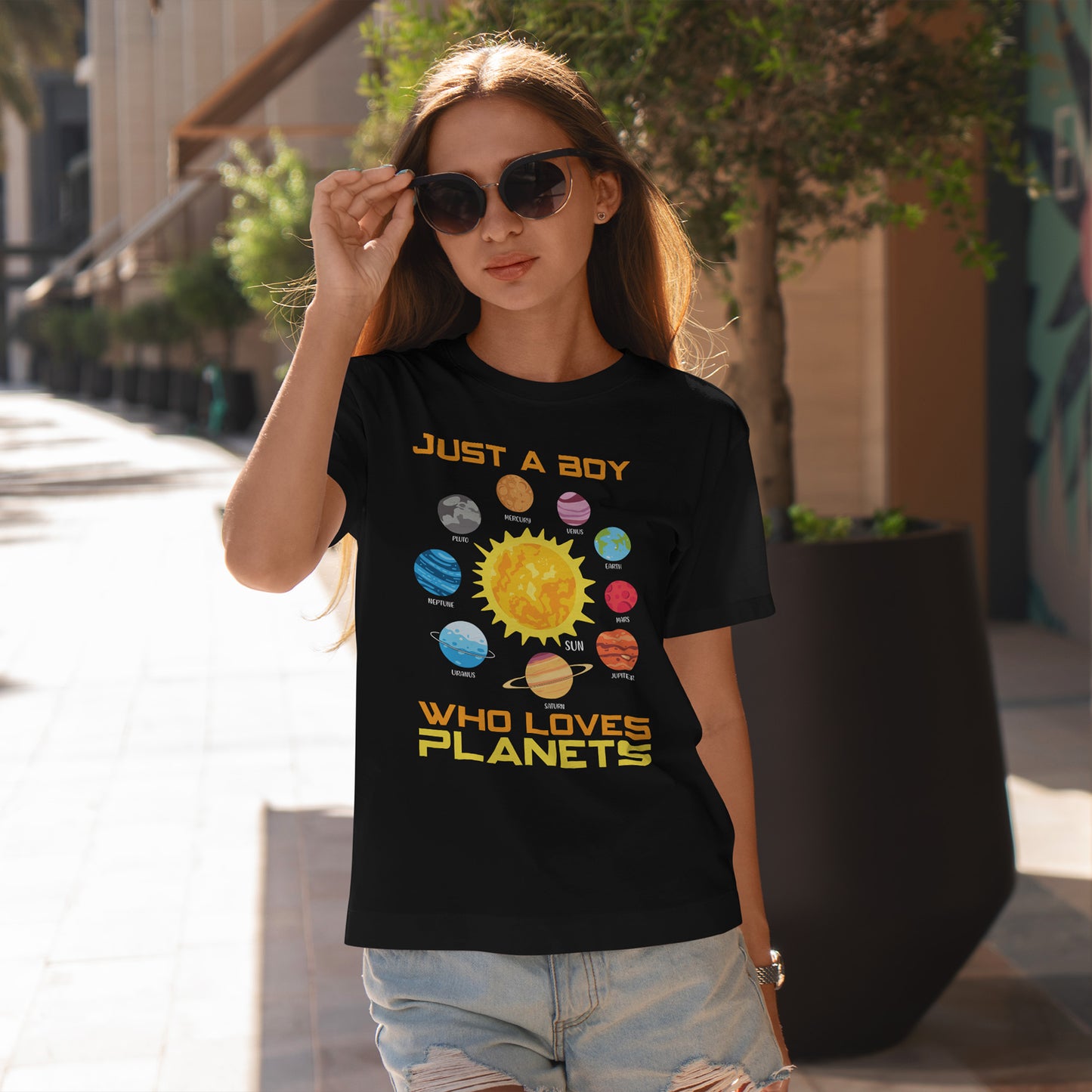 Just a Boy Who Loves Planets - Solar System Graphic Tee