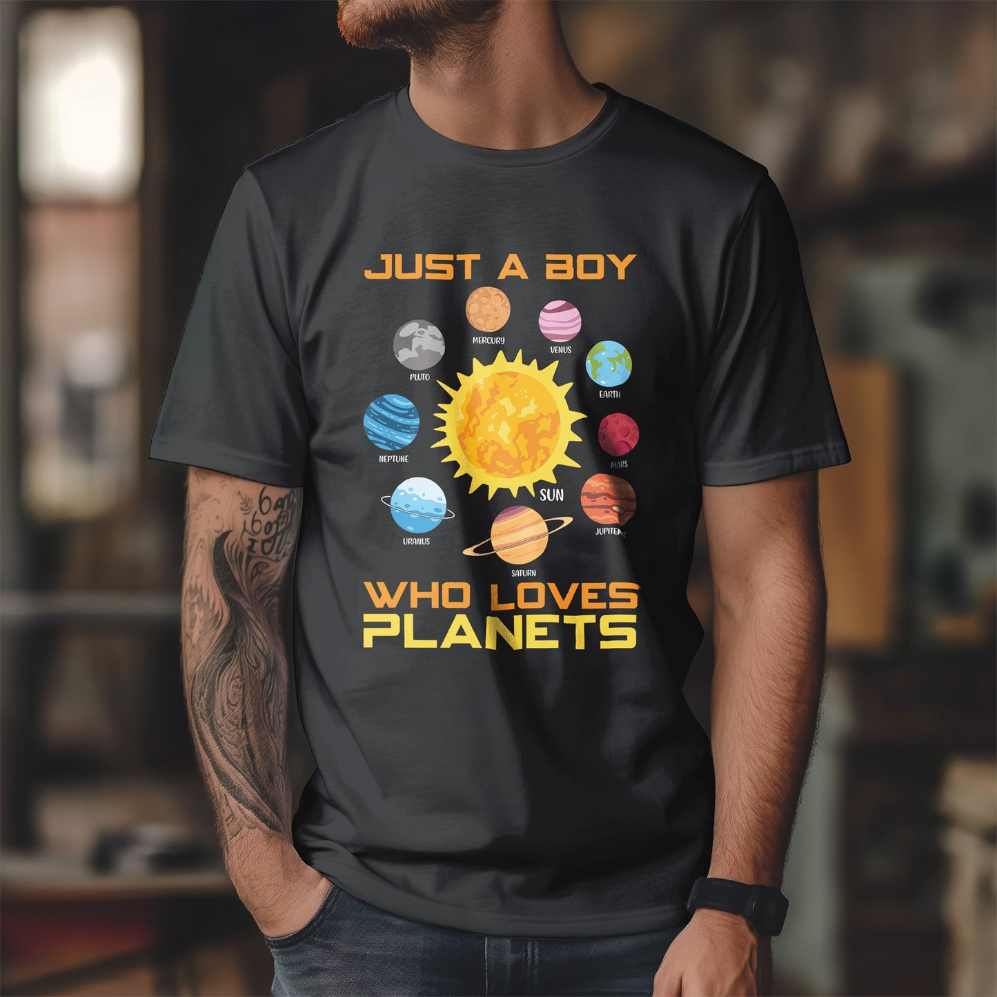 Just a Boy Who Loves Planets - Solar System Graphic Tee