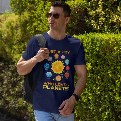 Just a Boy Who Loves Planets - Solar System Graphic Tee