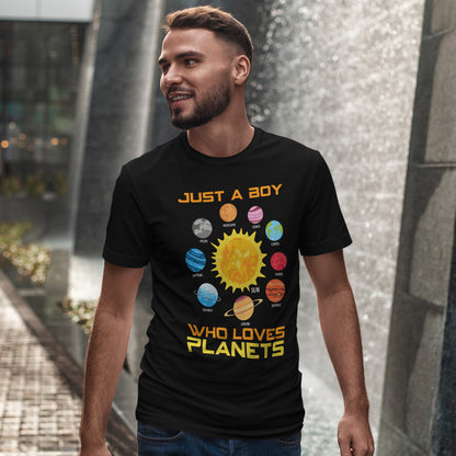Just a Boy Who Loves Planets - Solar System Graphic Tee