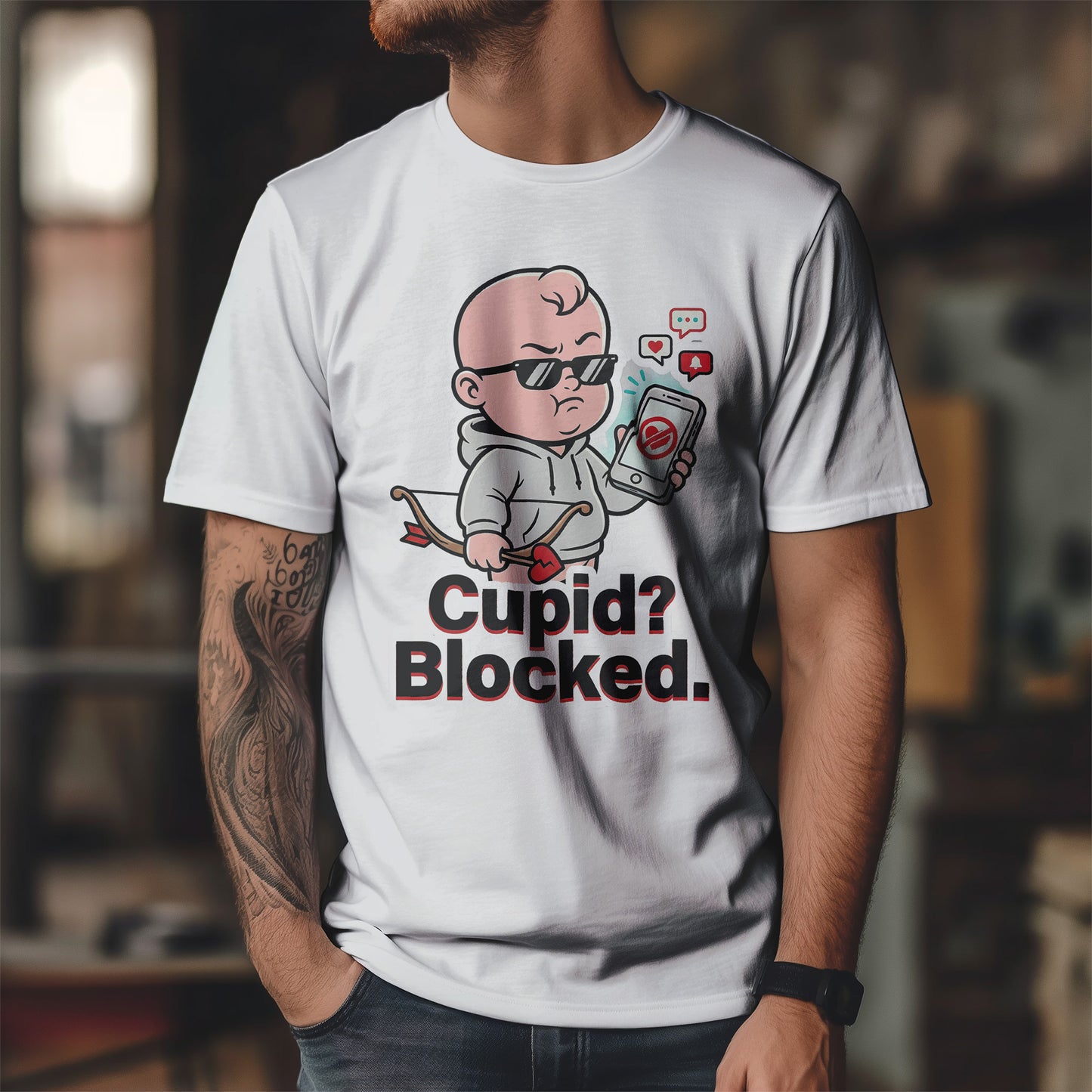 Cupid? Blocked. Shirt - Funny Anti Valentine Tee
