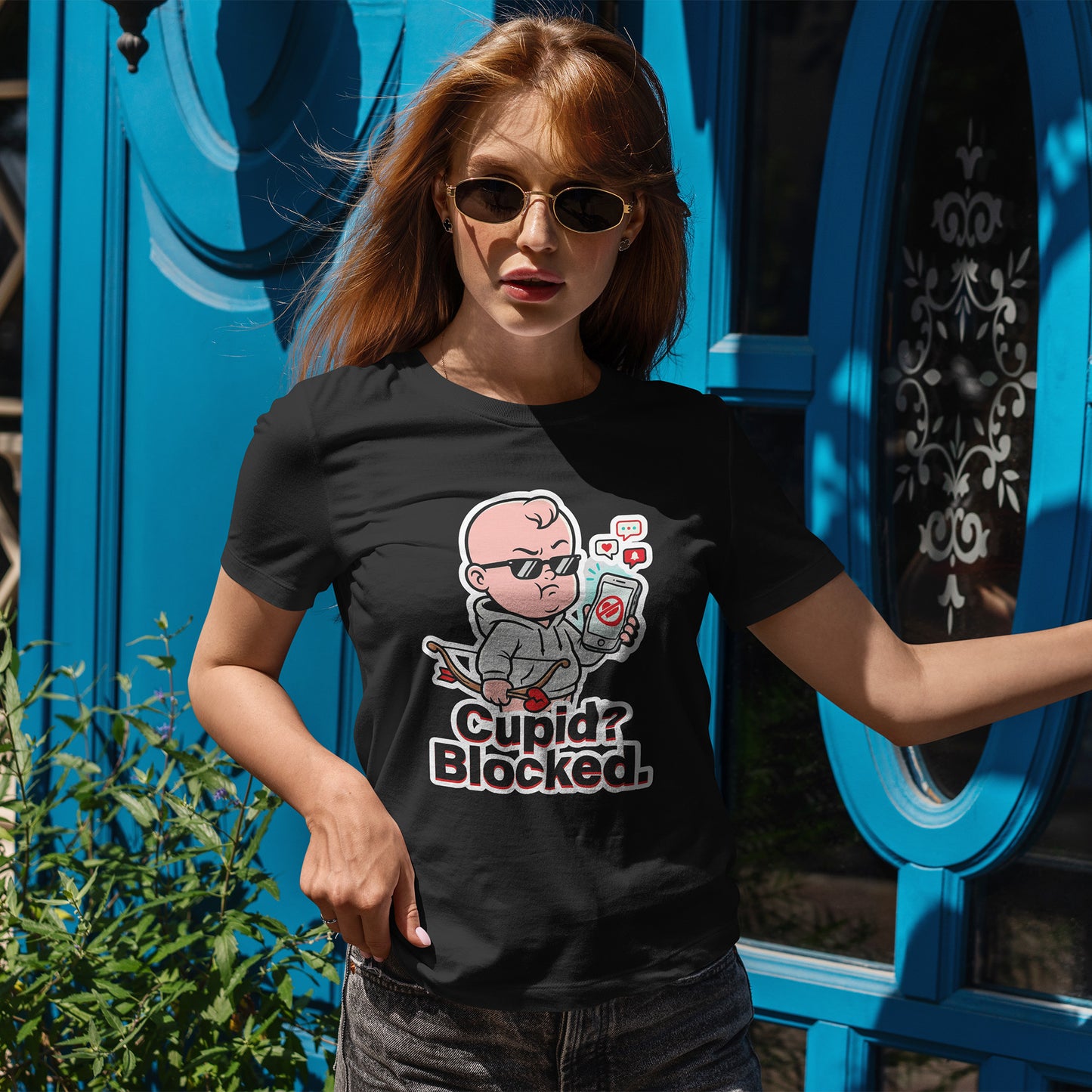 Cupid? Blocked. Shirt - Funny Anti Valentine Tee