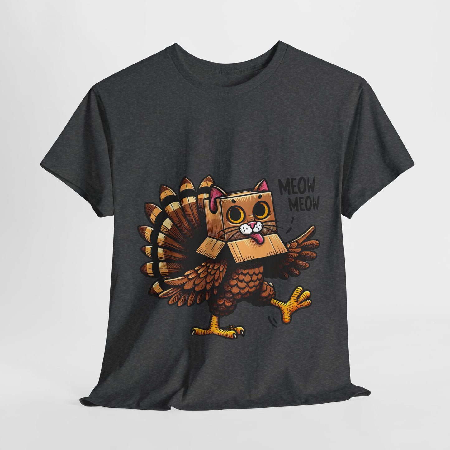 Funny Turkey Cat T-Shirt - Thanksgiving Meow Meow Cat Lover Tee